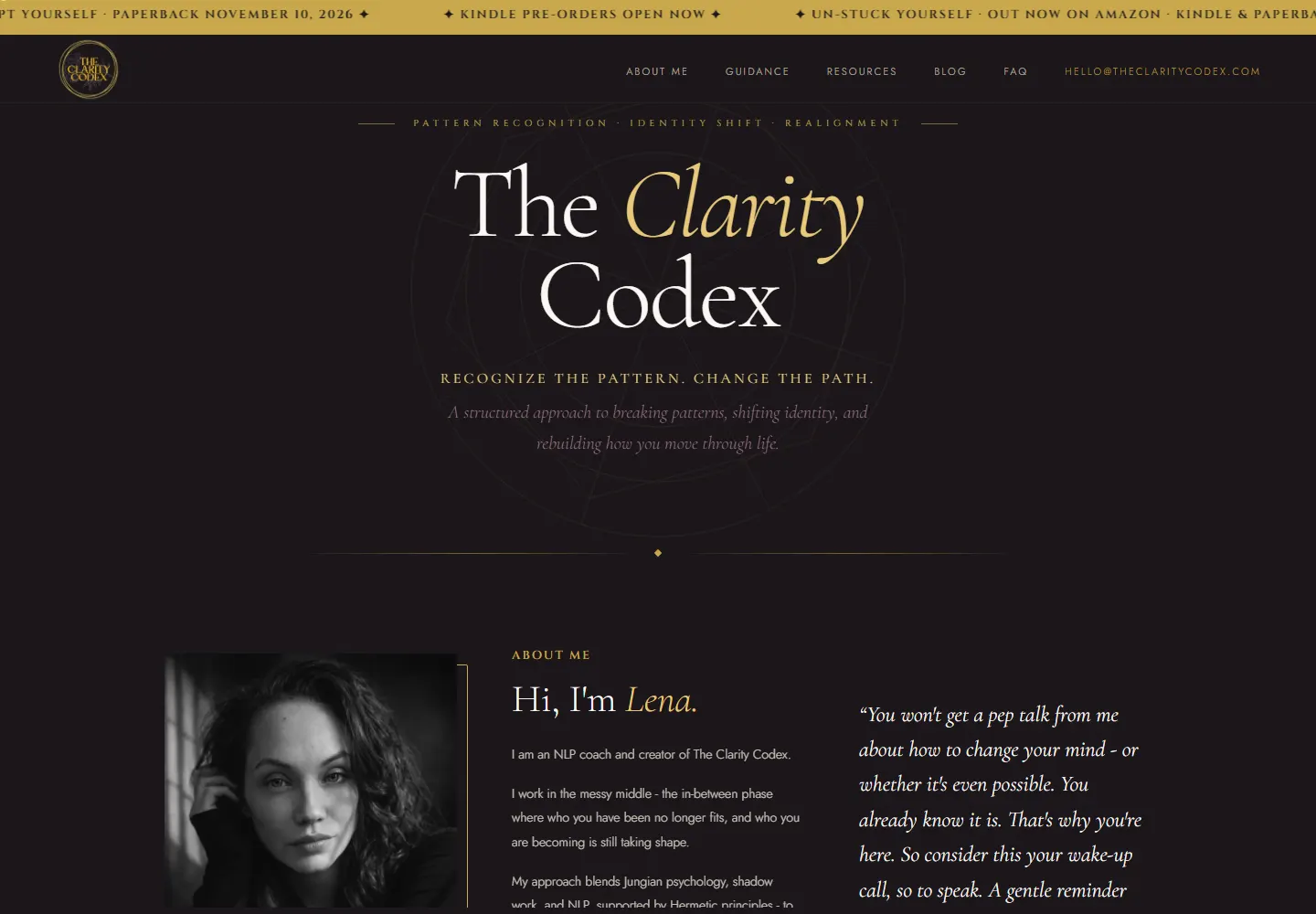 The Clarity Codex homepage